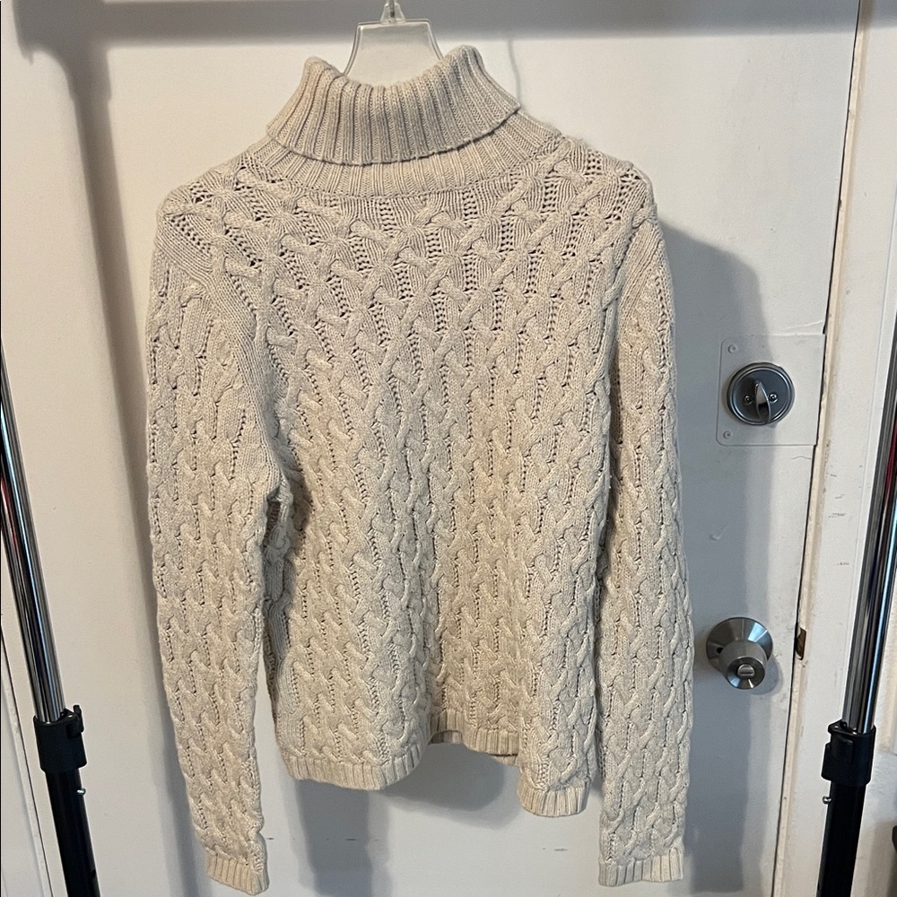Valerie Stevens Cable Knit Turtleneck Sweater - Cream
